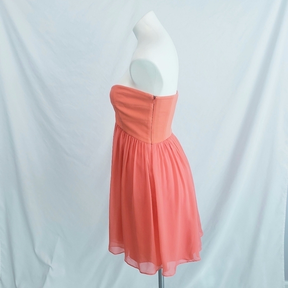 DVF Diane Von Furstenberg Asti Short Silk Chiffon Dress Coral - Picture 6 of 16